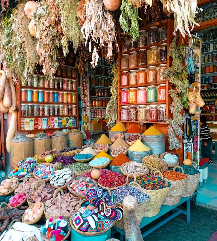 assorted color of wicker baskets on display